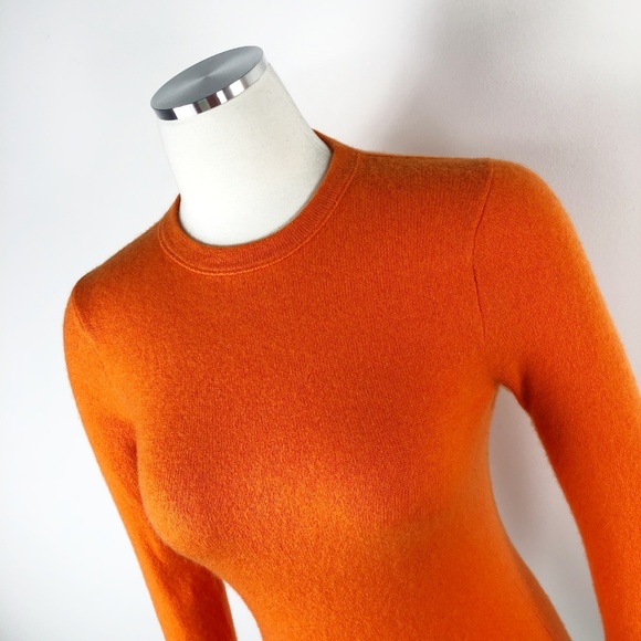 J.Crew Orange Cashmere Crewneck Fitted Sweater XS - Picture 6 of 8